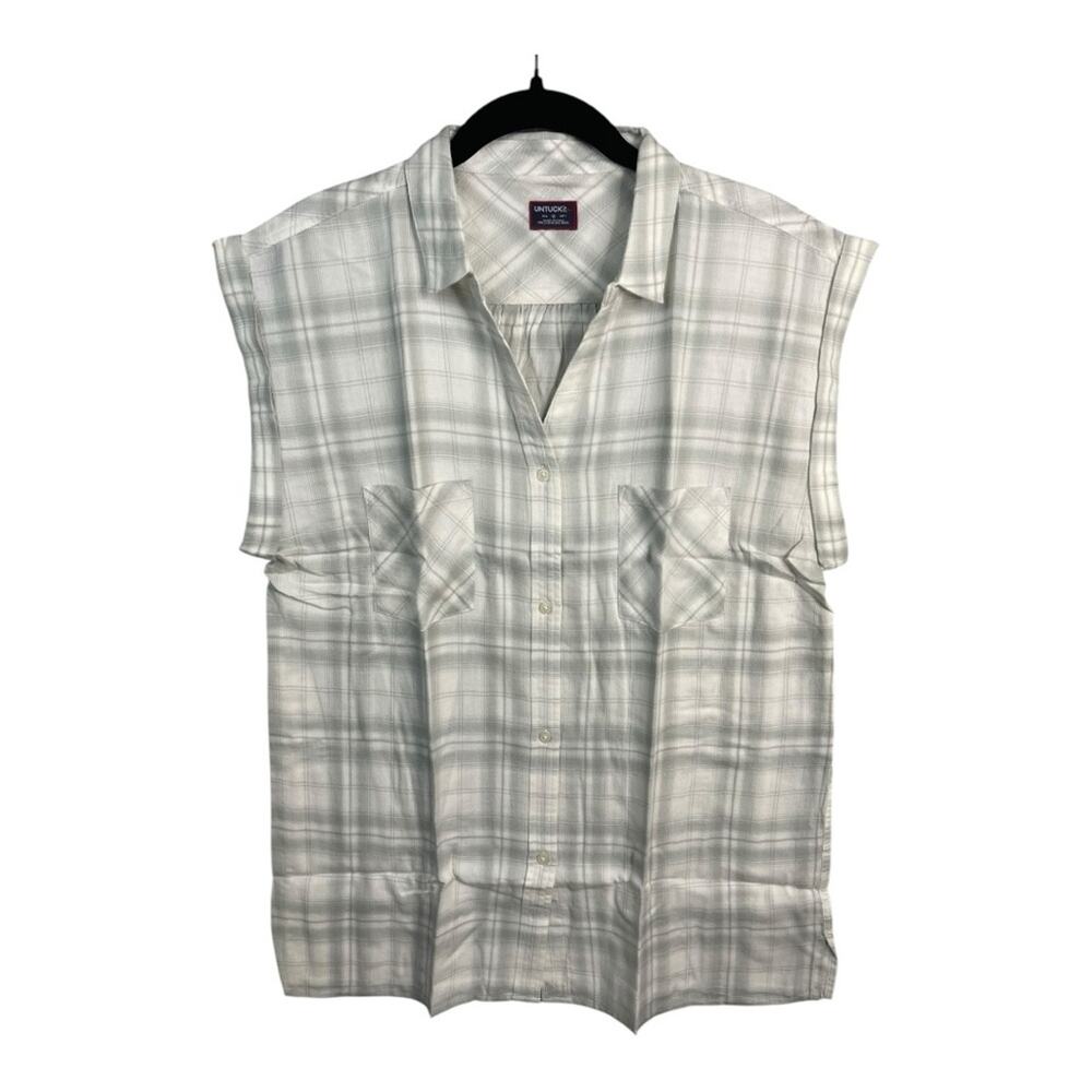 UNTUCKit Women's Villefranche Capped Sleeve Button-Up Blouse in Sage Green 4 NWT
